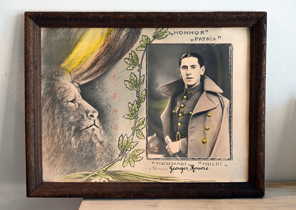 Soldat belge tué en mai 1940 - cadre, Collections, Envoi, Armée de terre, Photo ou Poster