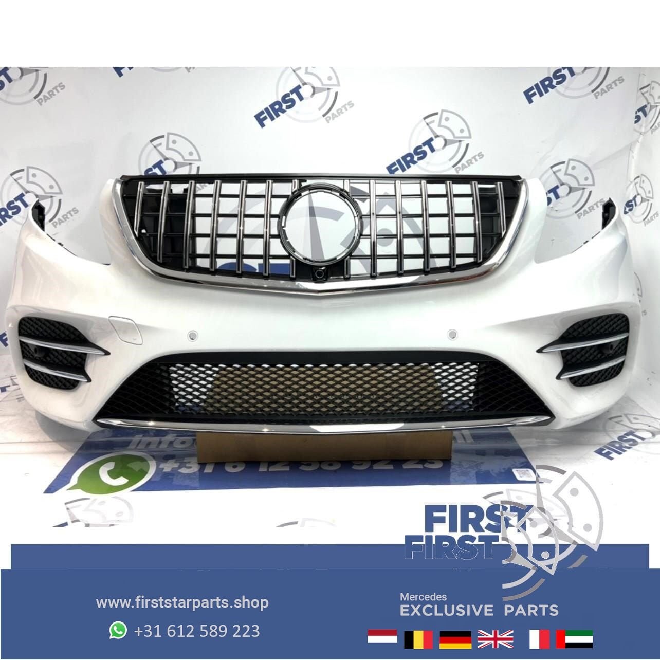 W447 VITO / V KLASSE AMG VOORBUMPER COMPLEET WIT ORIGINEEL 2, Gebruikt, -, Voor, Ophalen of Verzenden