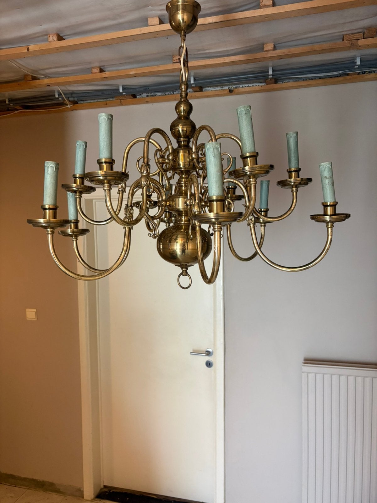 Kopere kroonluchter B 85 cm x H 75, Huis en Inrichting, Lampen | Kroonluchters, Ophalen, Zo goed als nieuw