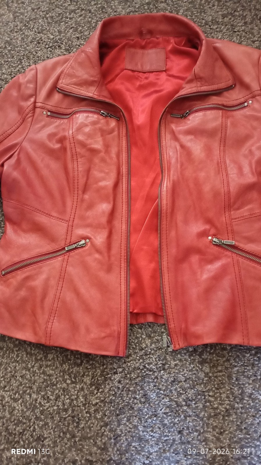 Zacht leren retro jas - zeer mooi rood/donker roze, Kleding | Dames, Ophalen
