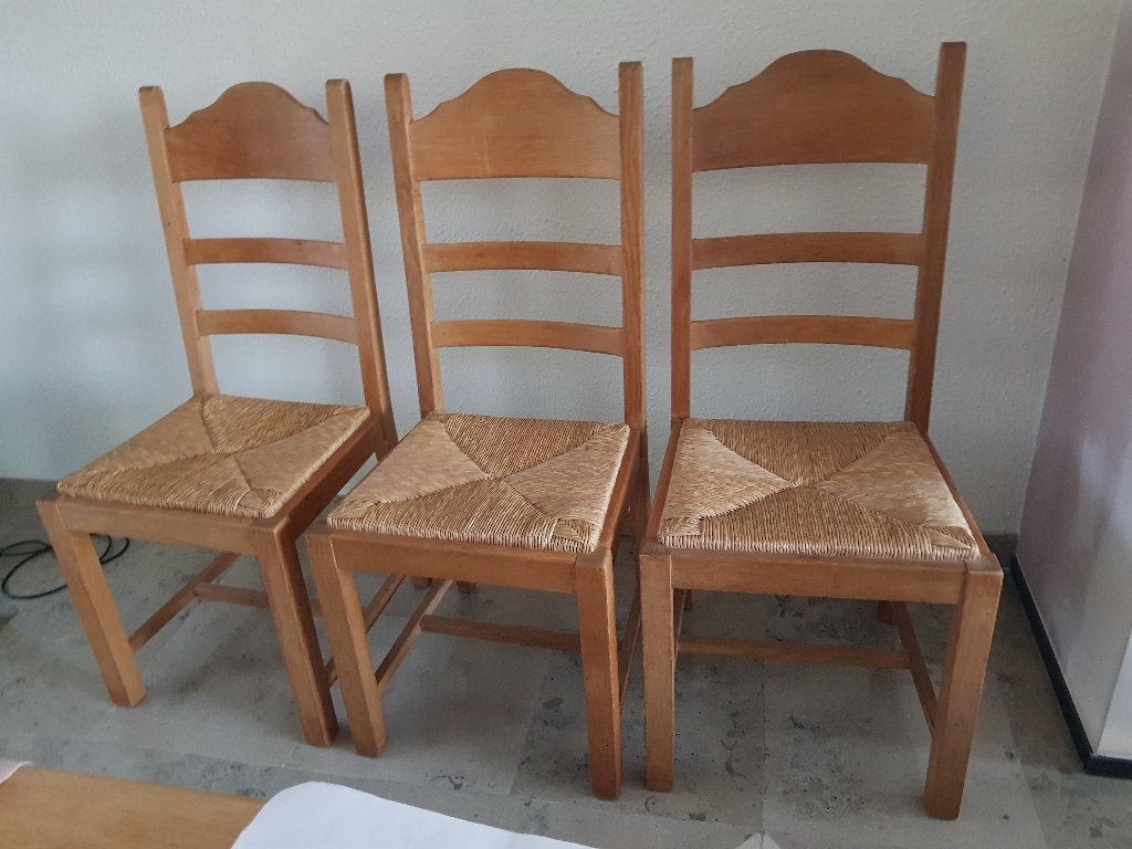 6 chaises en chêne avec sièges passepoilés, Autres couleurs, Klassiek, Enlèvement, Bois