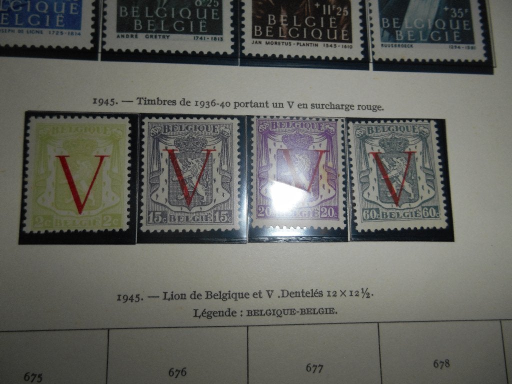 Série de 4 Timbres Belge de 1945 V surcharge rouge, Timbres & Monnaies, Enlèvement ou Envoi