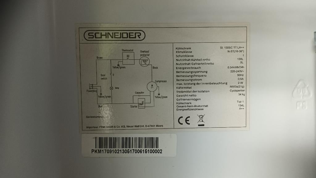 Frigo schneider blanc cassé, Zonder vriesvak, 60 cm of meer, 100 tot 150 liter, Zo goed als nieuw