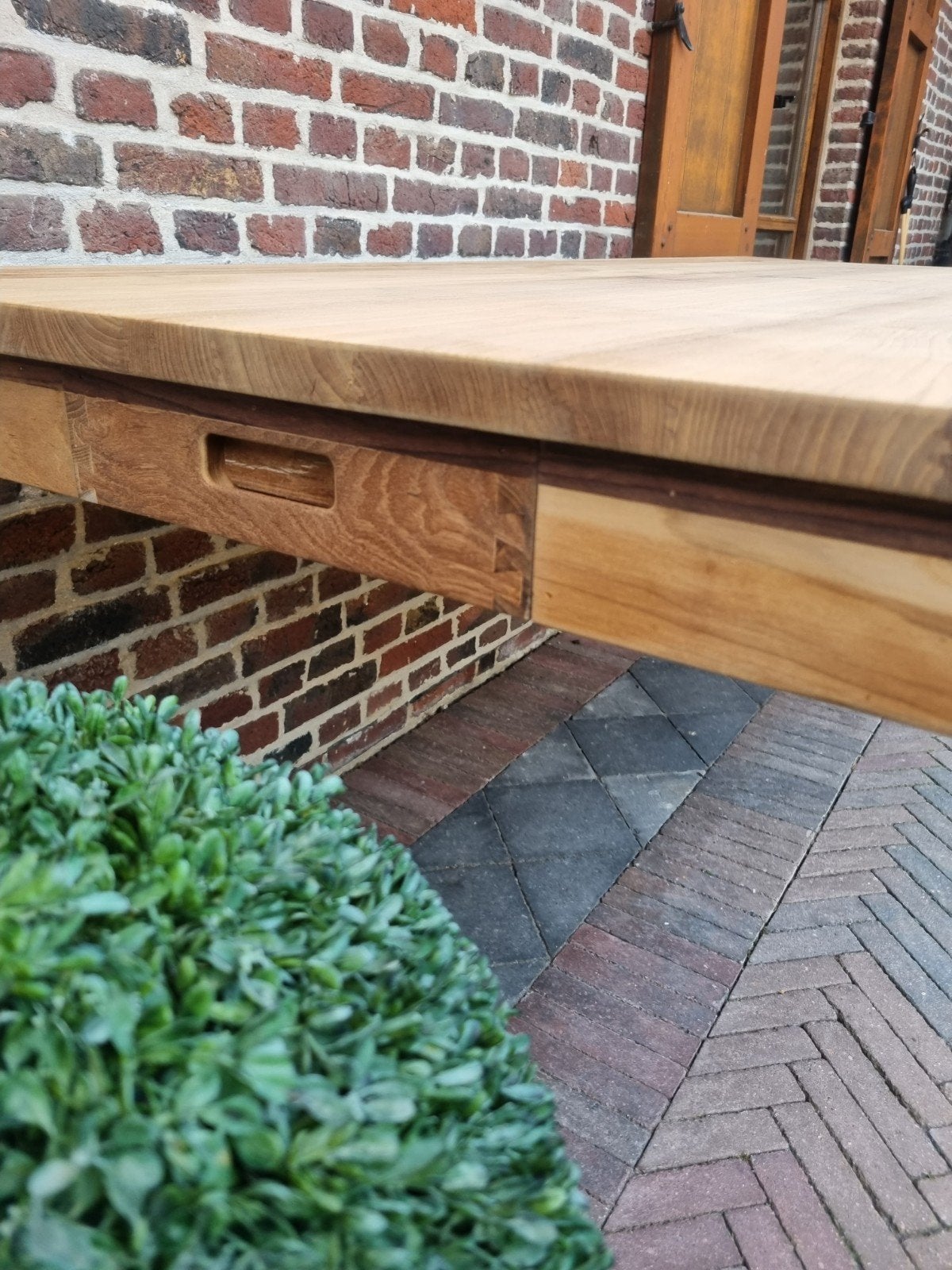 teak eettafel ART:181/26.4, Ophalen, 100 tot 150 cm, ., Teakhout