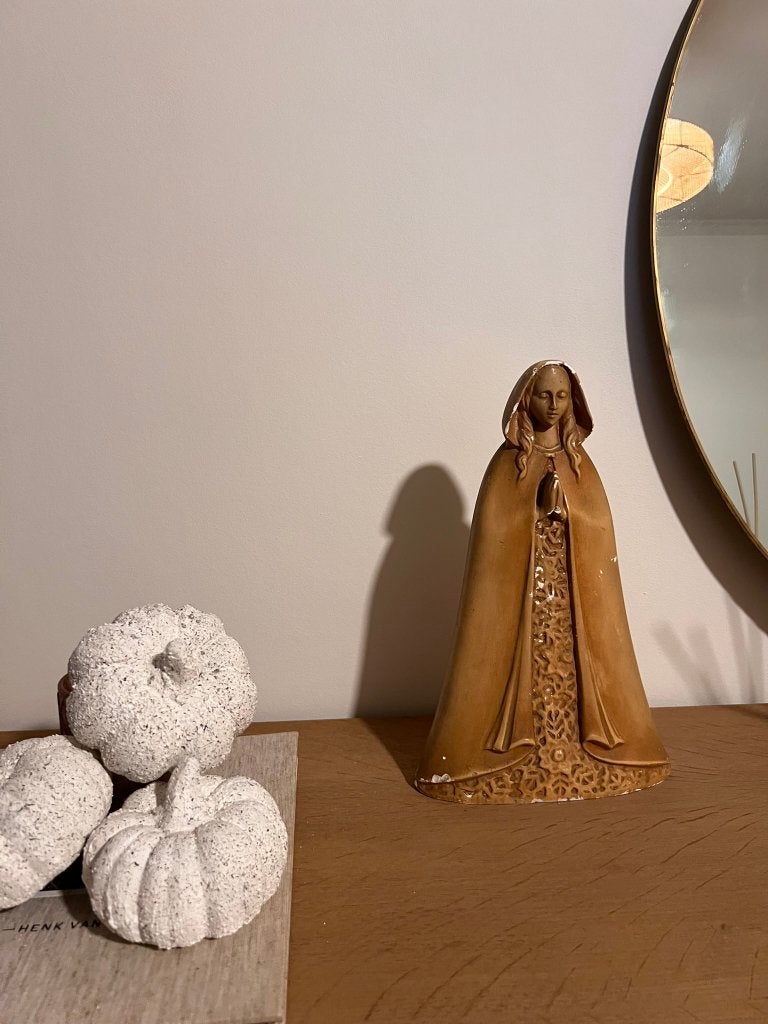 Statue de Marie, signée par H. Stevens, Antiquités & Art, Statue, Enlèvement ou Envoi, Brun, Gips