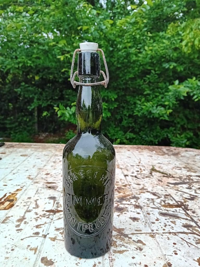 Oude vintage bierfles brouwerij Zimmer  Montpellier, Ophalen of Verzenden