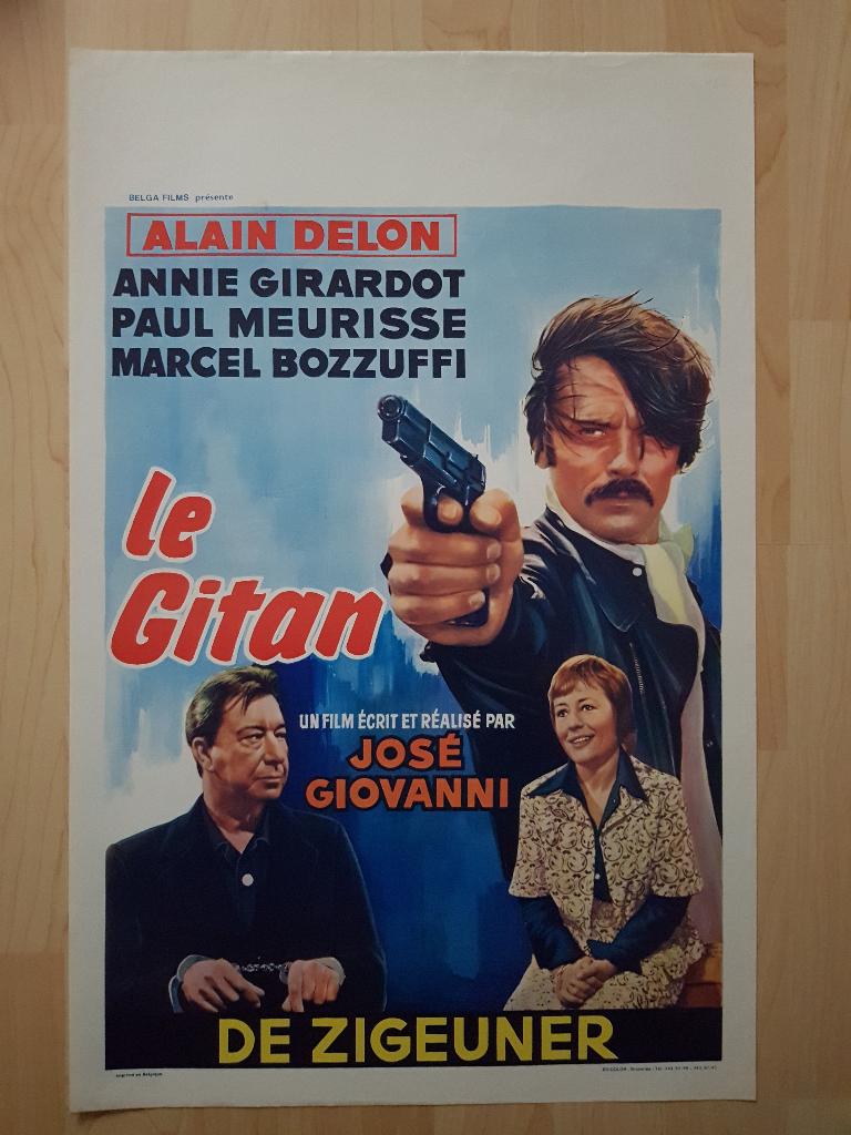 filmaffiche Alain Delon Le gitan 1975 filmposter, Verzamelen, Rechthoekig Staand, Ophalen of Verzenden, Zo goed als nieuw, A1 t/m A3