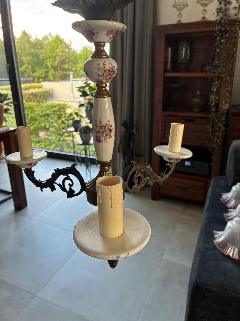 lamp antiek brons porcelein keramiek, Antiek en Kunst, Ophalen