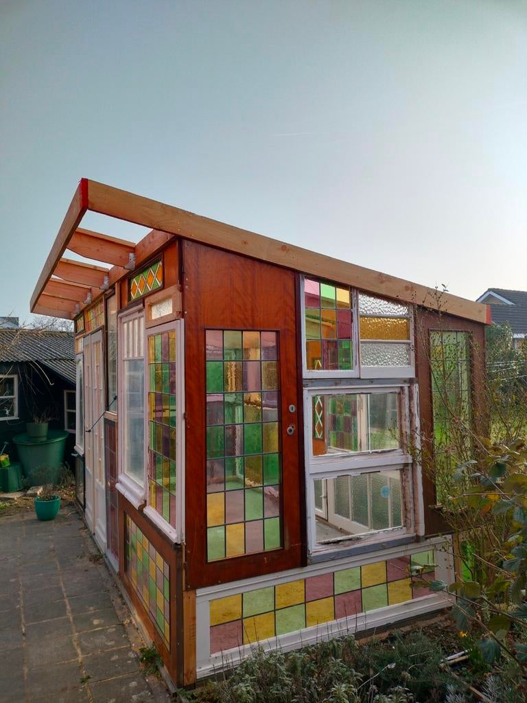 Vieilles fenêtres et portes pour abri de jardin. Gratuit, Jardin & Terrasse, Enlèvement, Abri de jardin