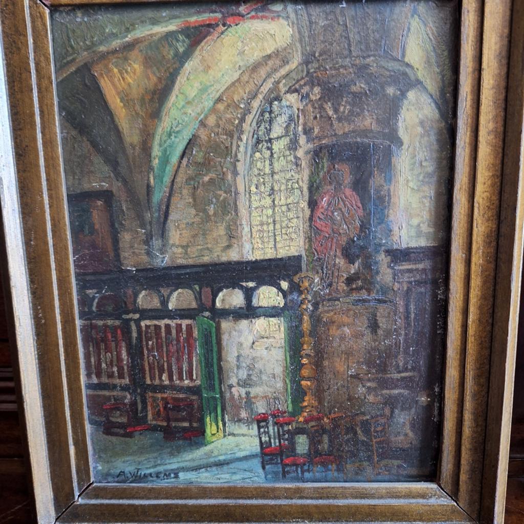 Adolf WILLEMS (1866-1953) Intérieur de l'église, Enlèvement ou Envoi