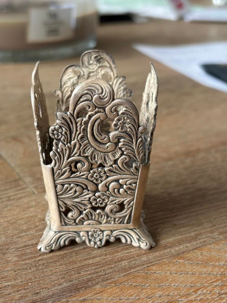 Verzilverde maggi flesje houder, Antiek en Kunst, Ophalen, Zilver