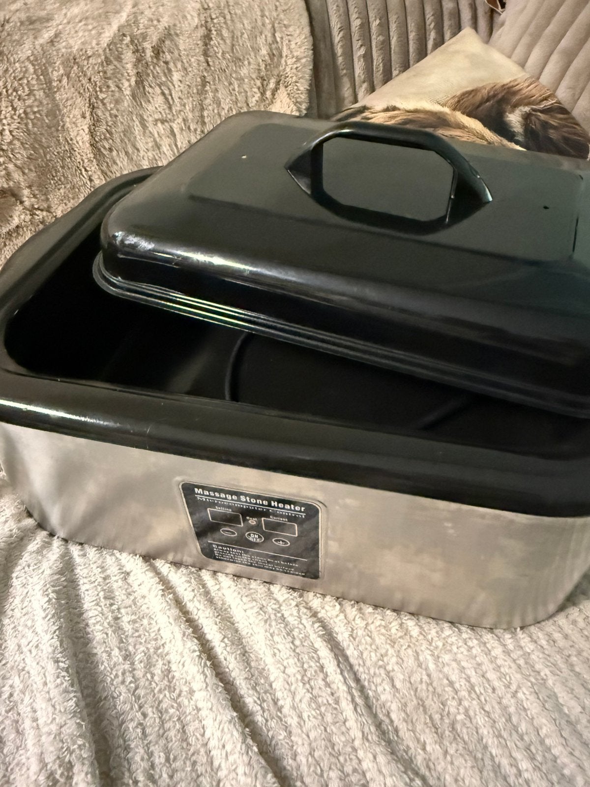 Hotstone warmer (lepel en hotstones niet inbegrepen), Ophalen, Zo goed als nieuw
