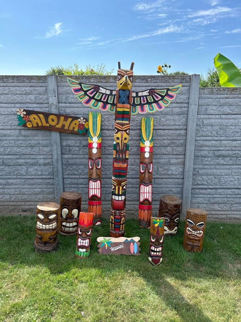 Handgemaakte Tiki-decoraties – Indonesië, Antiek en Kunst, Kunst | Beelden en Houtsnijwerken, Ophalen