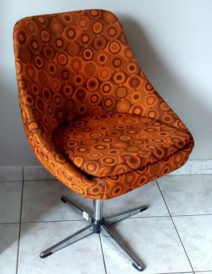 Fauteuil vintage pivotant 1960-1970, Maison & Meubles, Enlèvement, Une