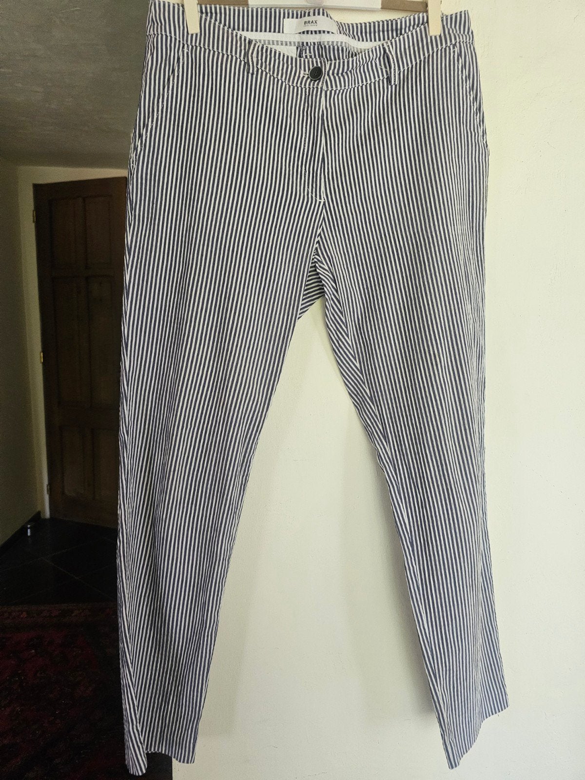 mooie heel aangename broek Bl/w streepje Brax - T42, BRAX, Verzenden