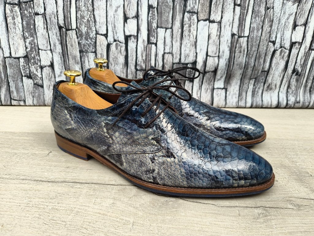 Floris van Bommel Blauwe slang schoenen - Maat 42 (8), Kleding | Heren, Floris van Bommel, Zo goed als nieuw, Veterschoenen, Verzenden