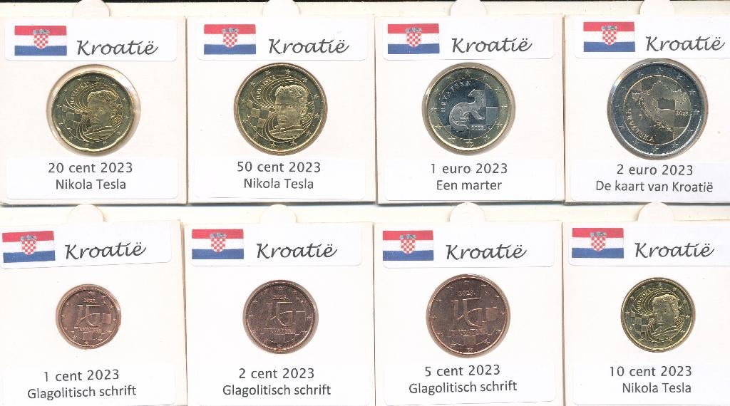 Kroatië 2 €uro - 1 € - 50 - 20 - 10 - 5 - 2 en 1 cent 2023, Postzegels en Munten, Munten | Europa | Euromunten, Ophalen of Verzenden