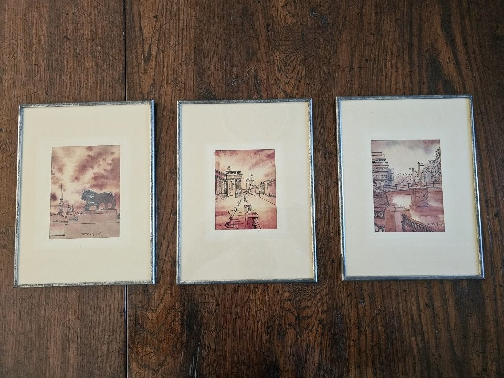 Litho's Sint-Petersburg, Antiek en Kunst, Gesigneerd, Ophalen of Verzenden, Landschappen, Lithografie