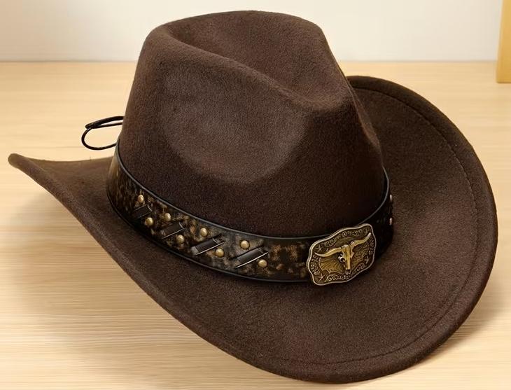 Western Cowboy Hoeden met Bruine Bullhorn Band (Nieuw), Vêtements | Hommes, Chapeaux & Casquettes, Enlèvement ou Envoi, Neuf, Chapeau