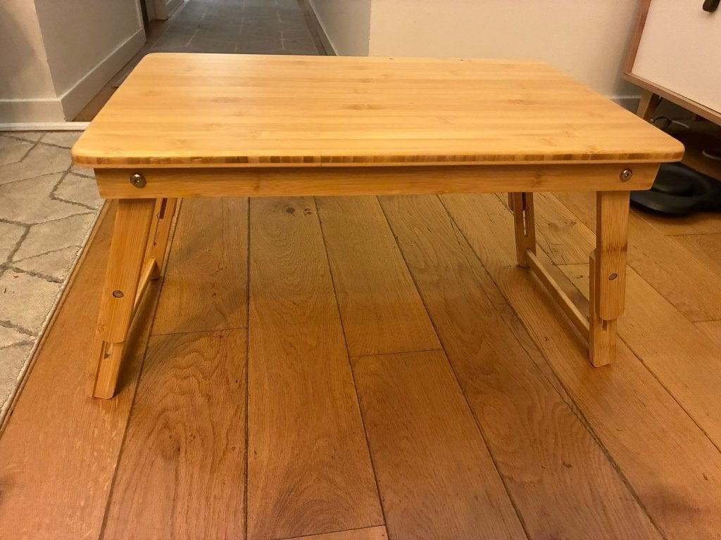 Bureau pliable en bambou pour travailler debout, Ophalen, Hout, Zo goed als nieuw, Computerbureau