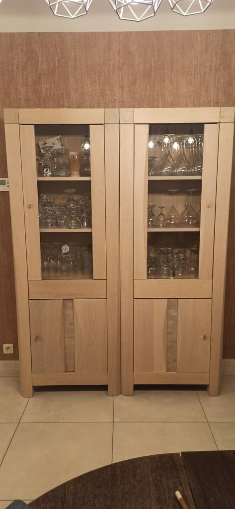 Meuble vitrine chêne massif clair, Huis en Inrichting, Kasten | Vitrinekasten, Eikenhout, Teakhout