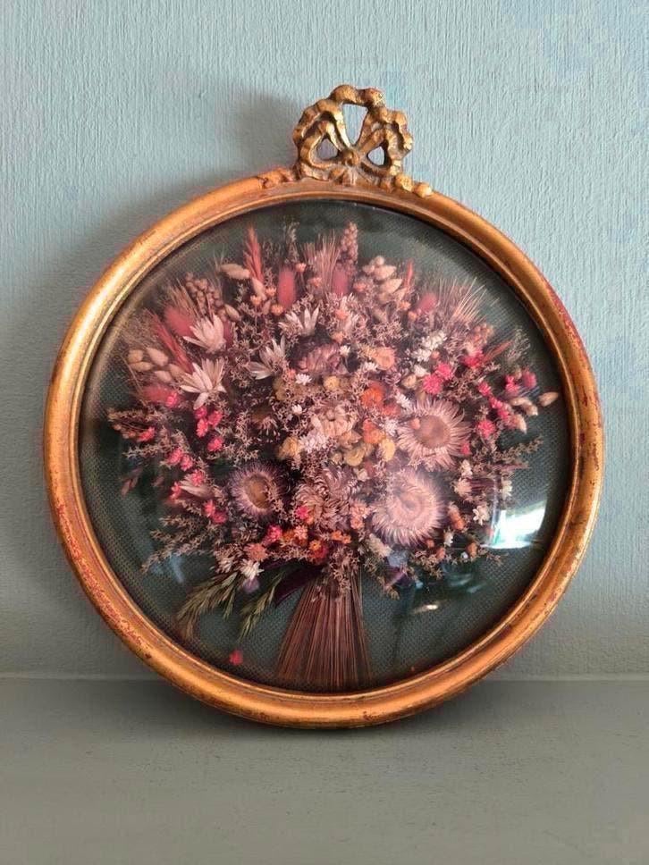 Grote vergulde kader droogbloemen, Dollanzo, Ophalen of Verzenden