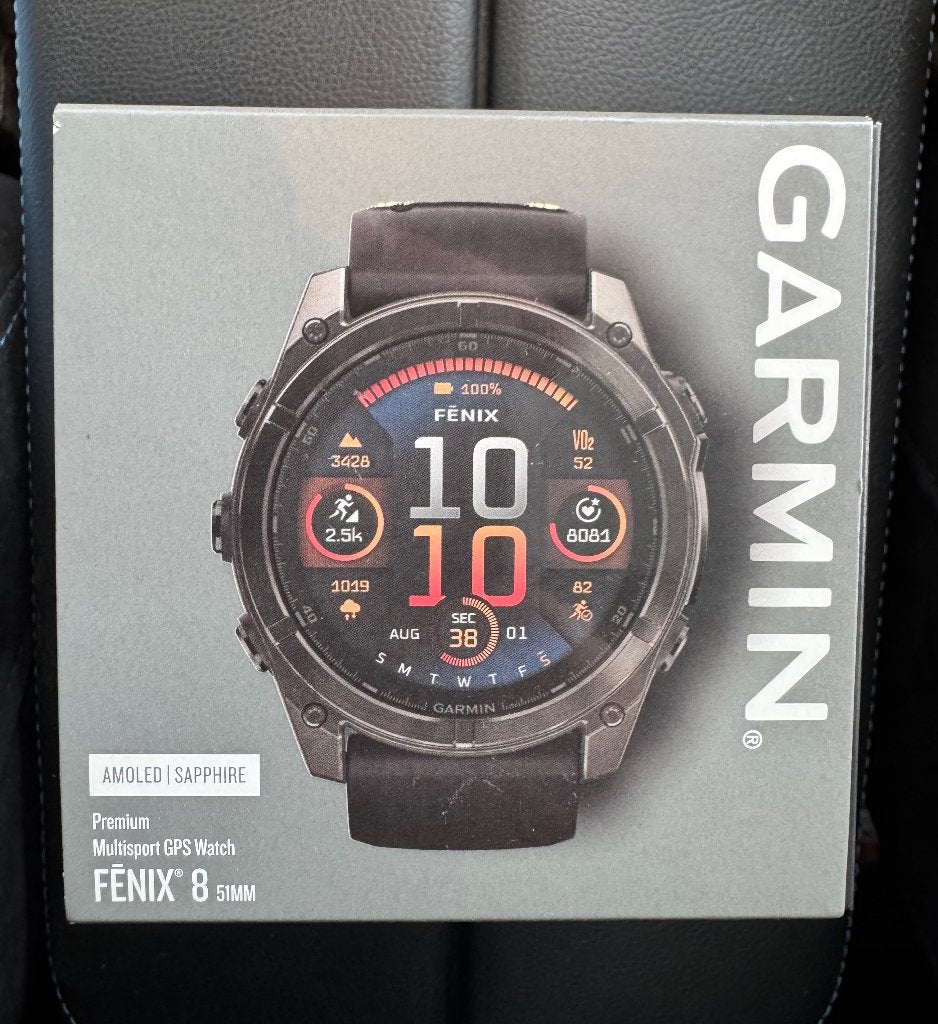 Fenix 8 AMOLED Sapphire, Handtassen en Accessoires, Sporthorloges, Ophalen, Gebruikt, Zwart, Garmin