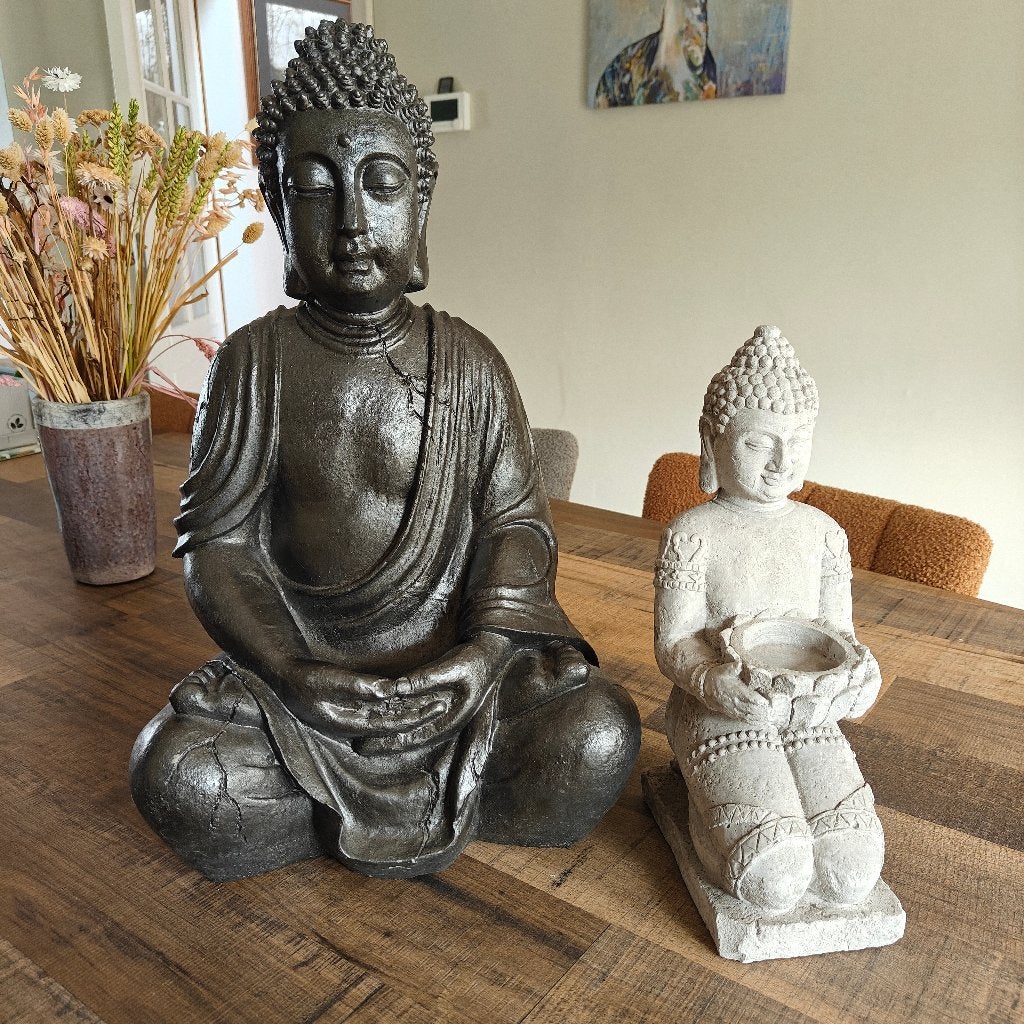 2 Boeddhabeelden, Huis en Inrichting, Woonaccessoires | Boeddhabeelden, Ophalen, Gebruikt, 51 cm