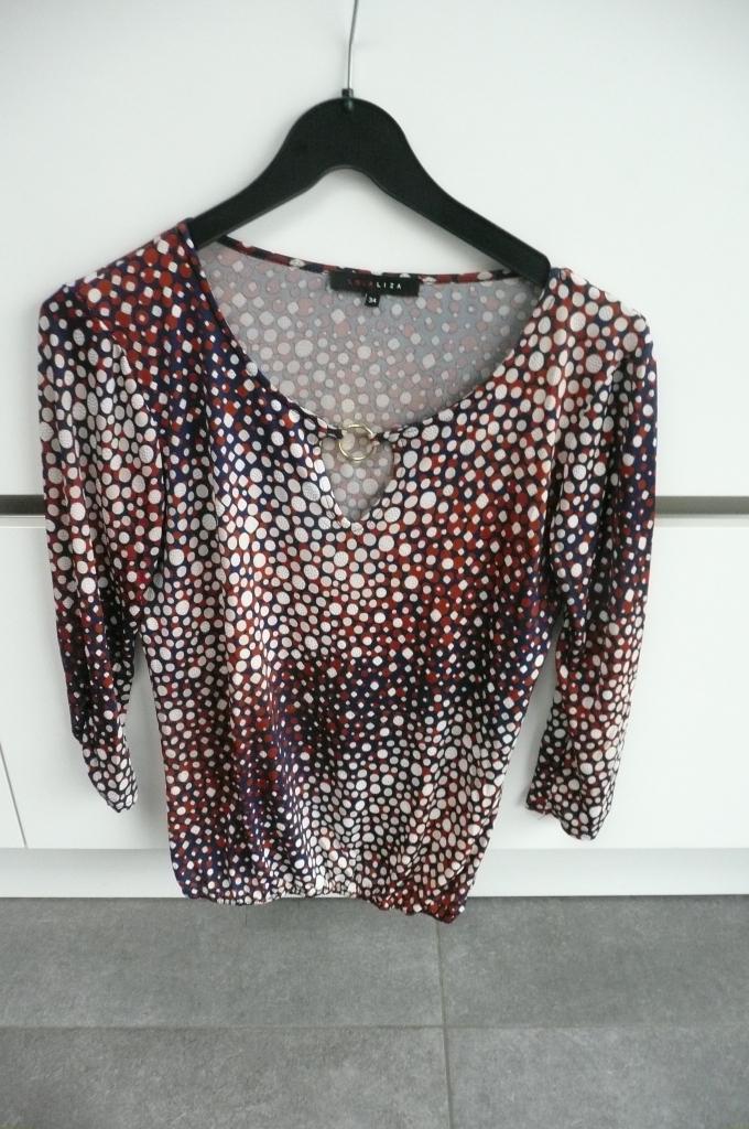 Bruin blauw geprinte bloes Lola Liza (K783), Enlèvement ou Envoi, Comme neuf, Manches longues, Taille 34 (XS) ou plus petite
