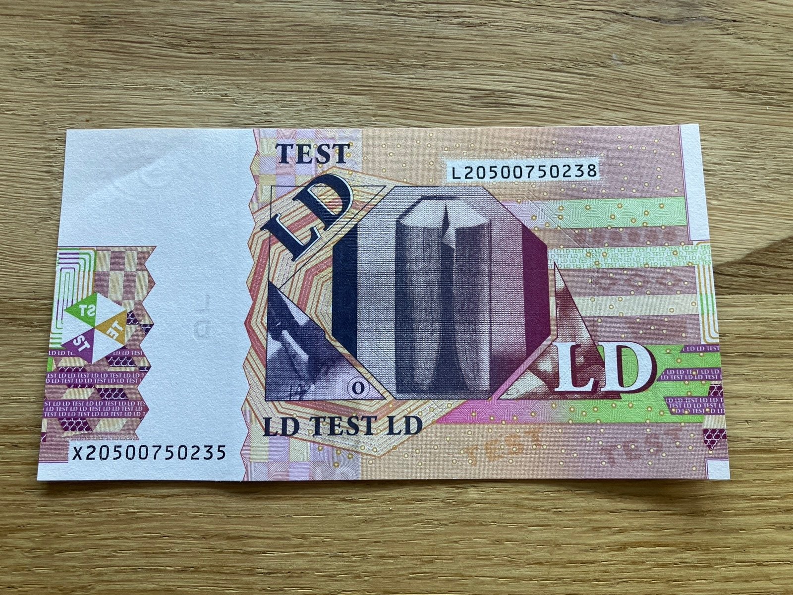 Testbiljet - LD TEST LD - Testnote, Postzegels en Munten, Ophalen of Verzenden