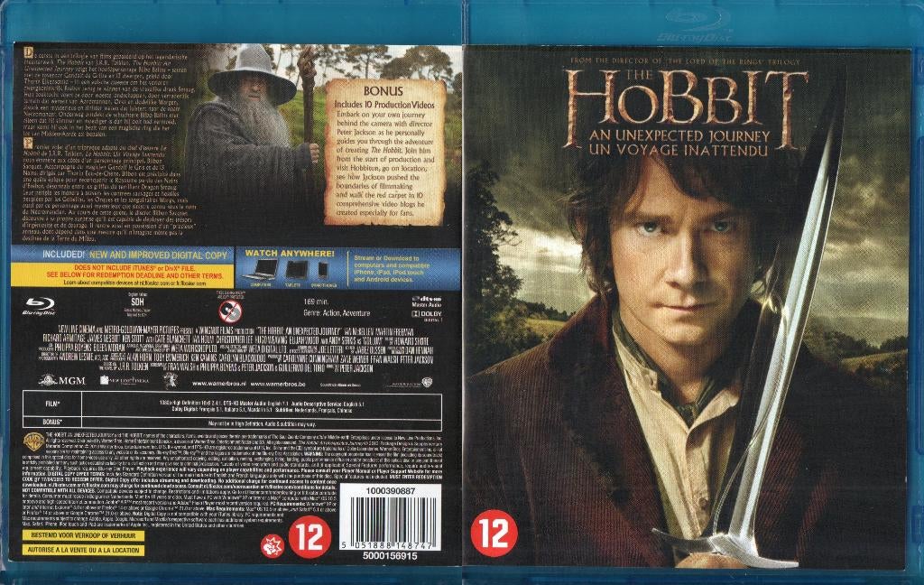 the hobbit an unexpected journey(blu-ray+2blu-raybonus)nieuw, Ophalen of Verzenden, Zo goed als nieuw, Science Fiction en Fantasy