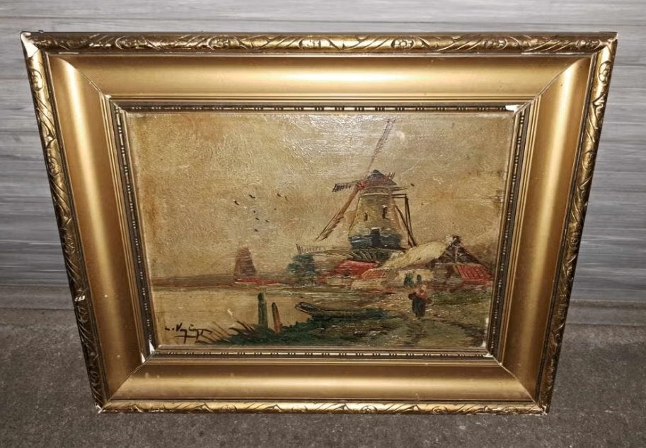 huile sur panneau signe louis van lint, Antiquités & Art, Enlèvement ou Envoi, Réaliste, Dessin, Panneau