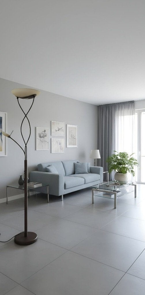 Staande vloerlamp met leeslamp, Ophalen, E27 (groot), Zo goed als nieuw, Glas