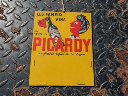 Frans Reclamebord PICARDY Wijn Vintage Blikken Bord Jaren 50, Ophalen, Gebruikt, Reclamebord