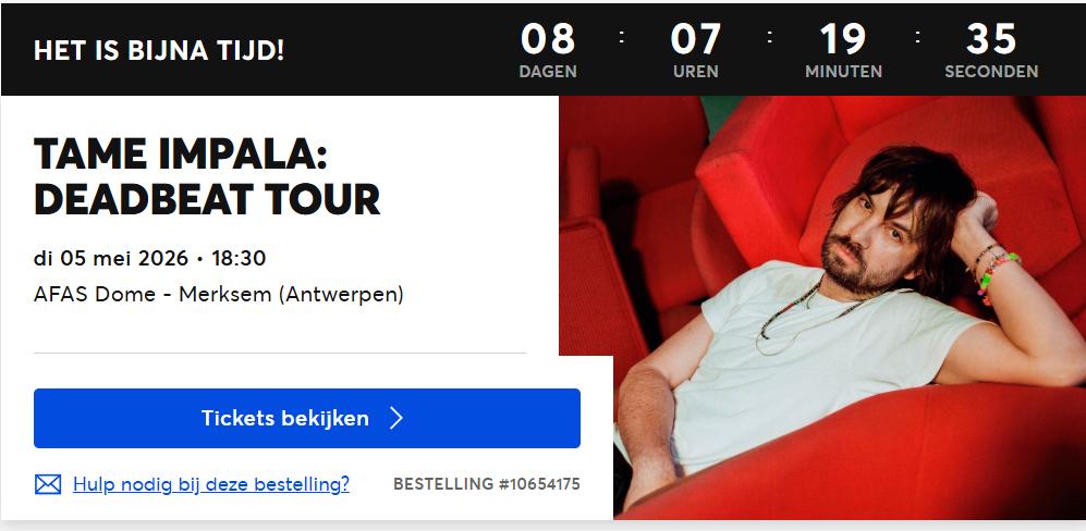 Ticket Tame Impala Brussel 05/05/2026, Tickets en Kaartjes
