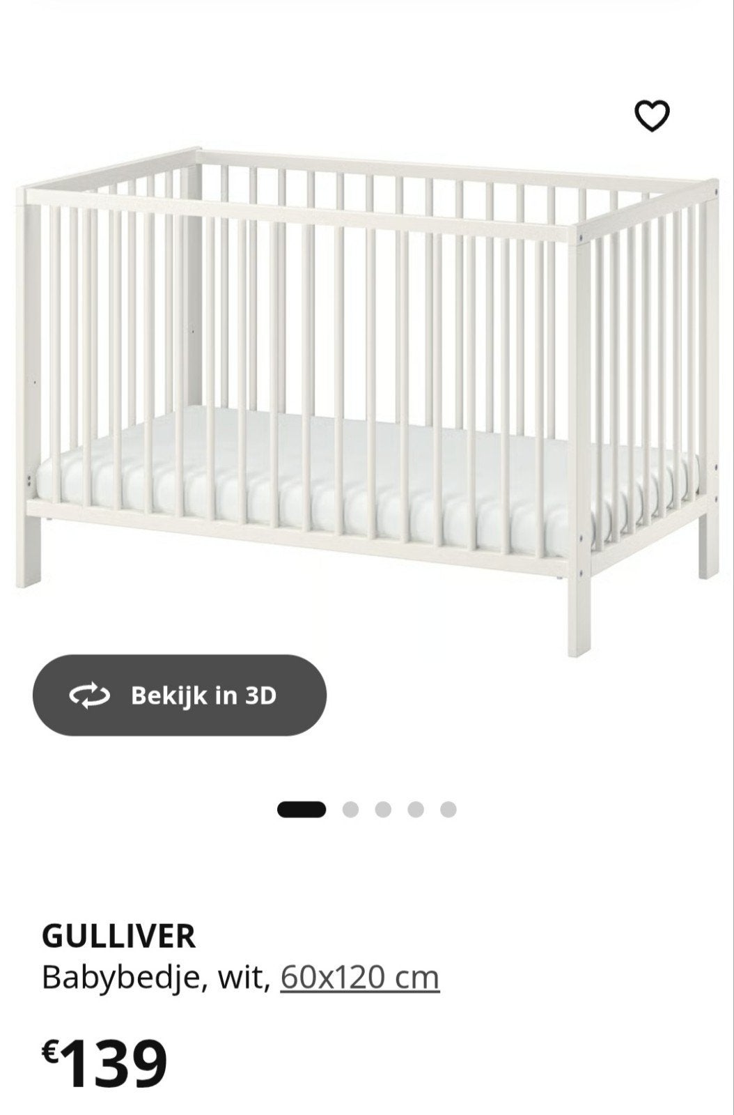 IKEA GULLIVER BABYBEDJE MET MATRAS, Ophalen, Matras