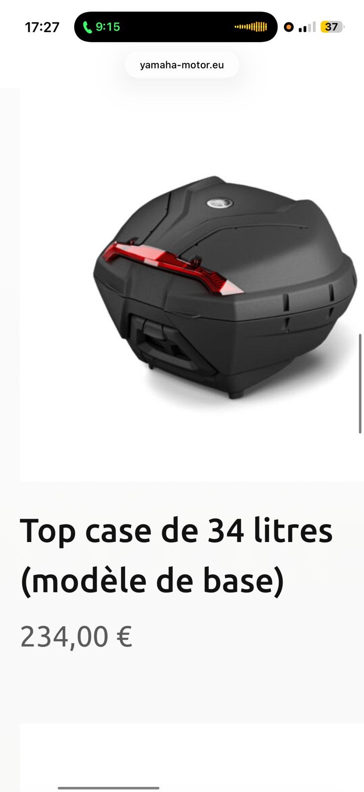 Top case original YAMAHA avec dosseret, Motos, Enlèvement ou Envoi, Comme neuf