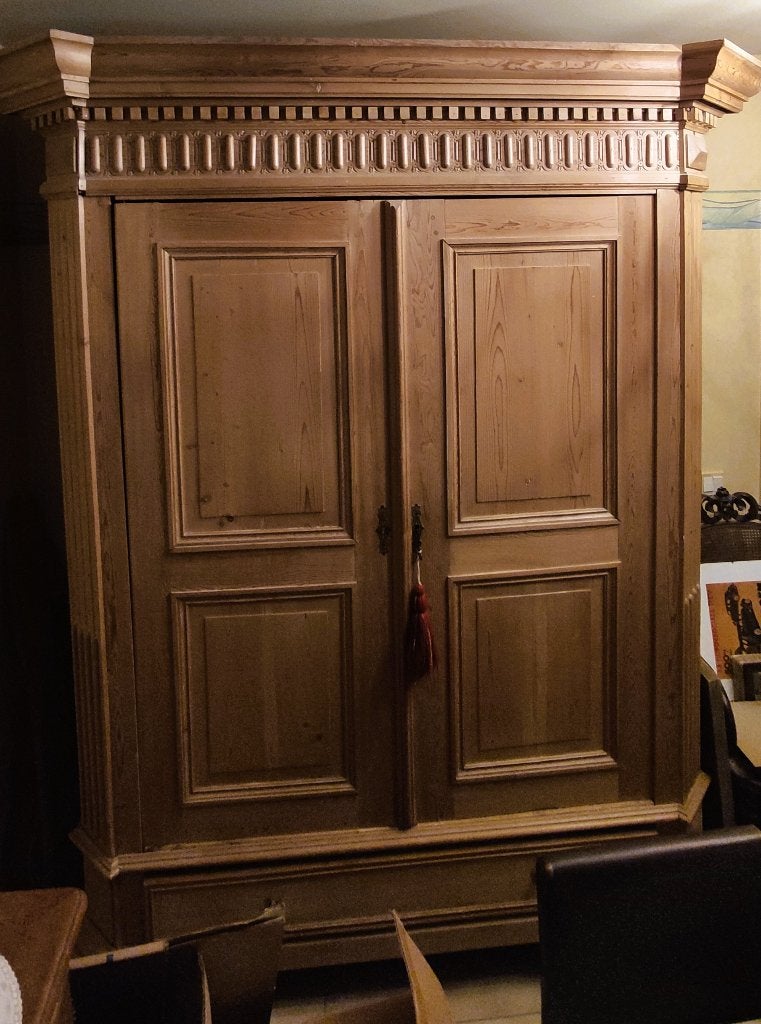 Armoire ancienne (d'entrée) - Bois massif - Rural, Maison & Meubles, Rustiek, Landelijk, Antiek, Zacht, Enlèvement, Utilisé, 200 cm ou plus