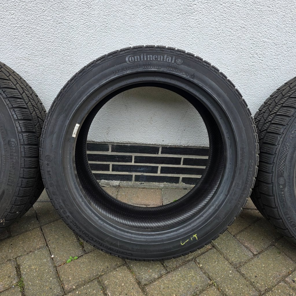 4 x continental 245/45/18 met 6mm profiel, Auto-onderdelen, Ophalen, 18 inch, Banden en Velgen, Winterbanden