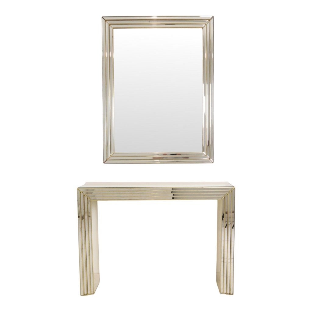 Zeldzame Design Spiegel met Console Zilver Goud Deknudt, Enlèvement, Utilisé, Nvt, 100 à 150 cm