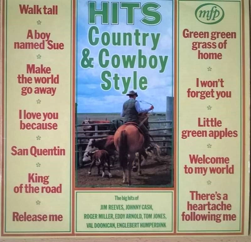 LP Hits Country & Cowboy Style, Enlèvement ou Envoi, Housse de protection extérieure, Comme neuf, Country