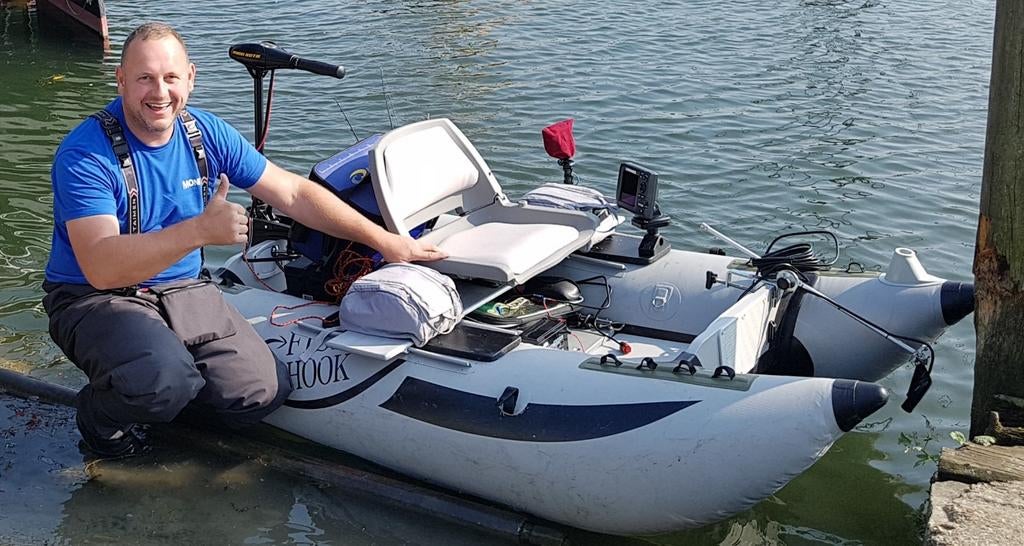 Pontoon, bateau de pêche avec moteur, batterie, échosondeur, Sports nautiques & Bateaux, Enlèvement