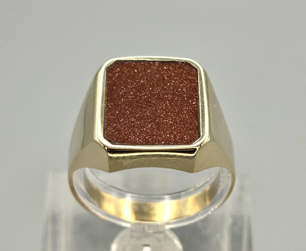 Vintage gouden heren zegelring met goudsteen. 2026/669, Overige kleuren, 19 tot 20, Ophalen of Verzenden, Zo goed als nieuw