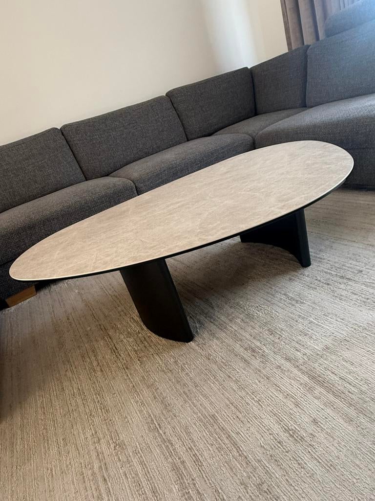 Table de salon basse avec plateau en céramique, Enlèvement, Comme neuf, Ovale