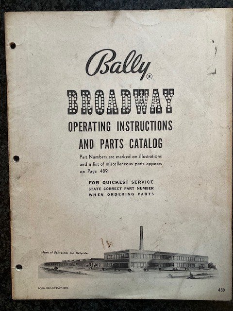 BALLY BINGO BROADWAY Operating instructions + parts catalog, Ophalen of Verzenden, Gebruikt