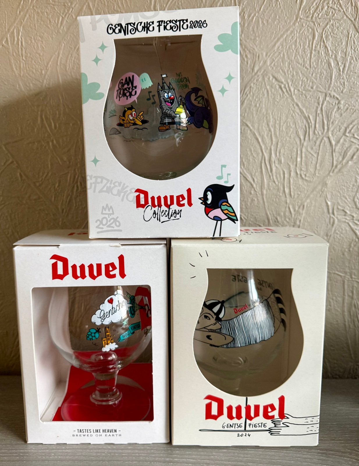 Duvel - Lot van 3 glazen (Gentse Feesten), Verzamelen, Ophalen, Zo goed als nieuw, Duvel