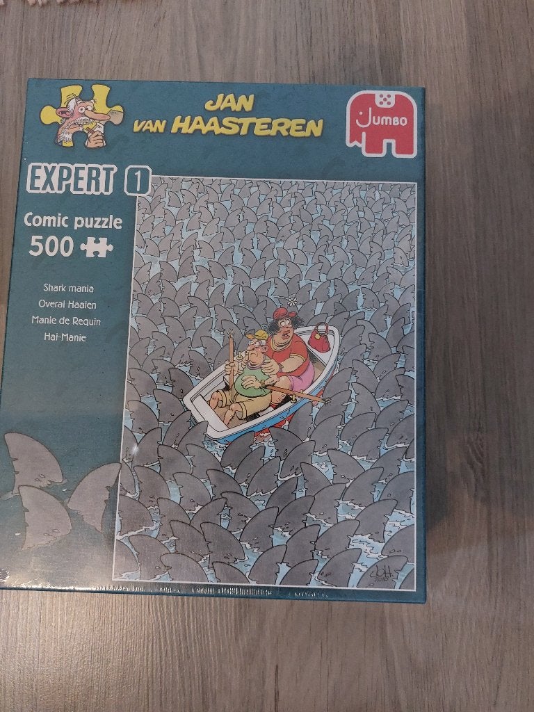Puzzel JVH 500 stuks "Overal Haaien", Ophalen of Verzenden, 500 t/m 1500 stukjes, Nieuw, Legpuzzel