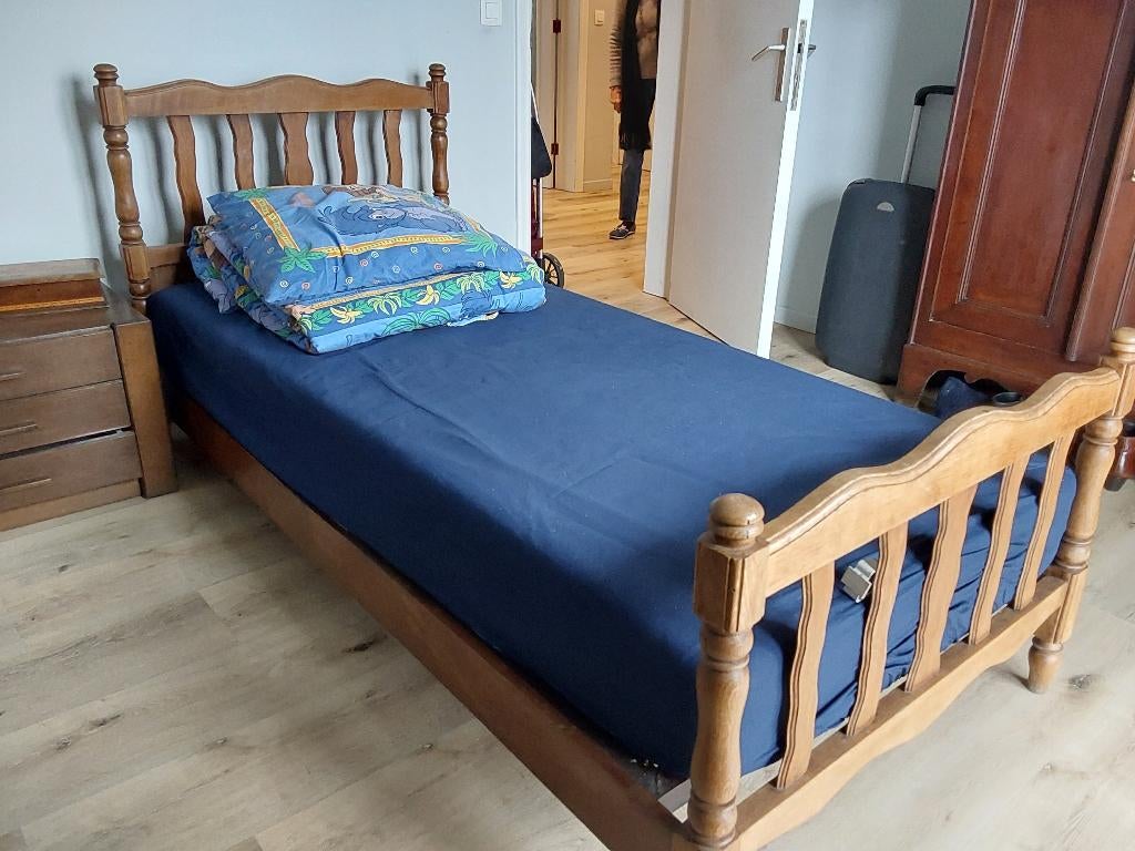 lit, Maison & Meubles, Chambre à coucher | Lits, Ancien, 90 cm, Une personne, Brun