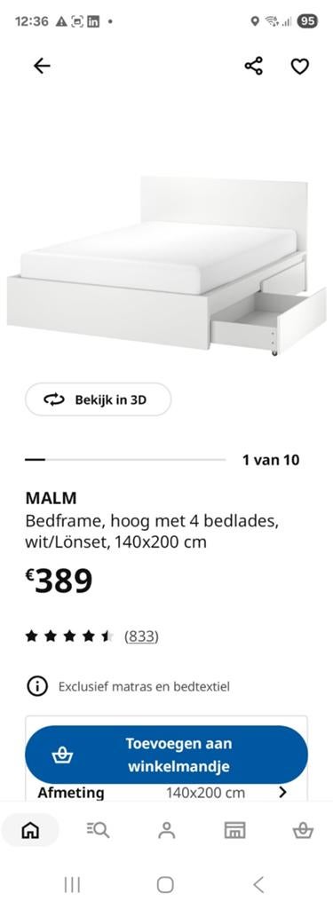 Ikea bedframe met 4 lades en lattenbodem 1m40, Huis en Inrichting, Slaapkamer | Bedden, Ophalen, Steigerhout