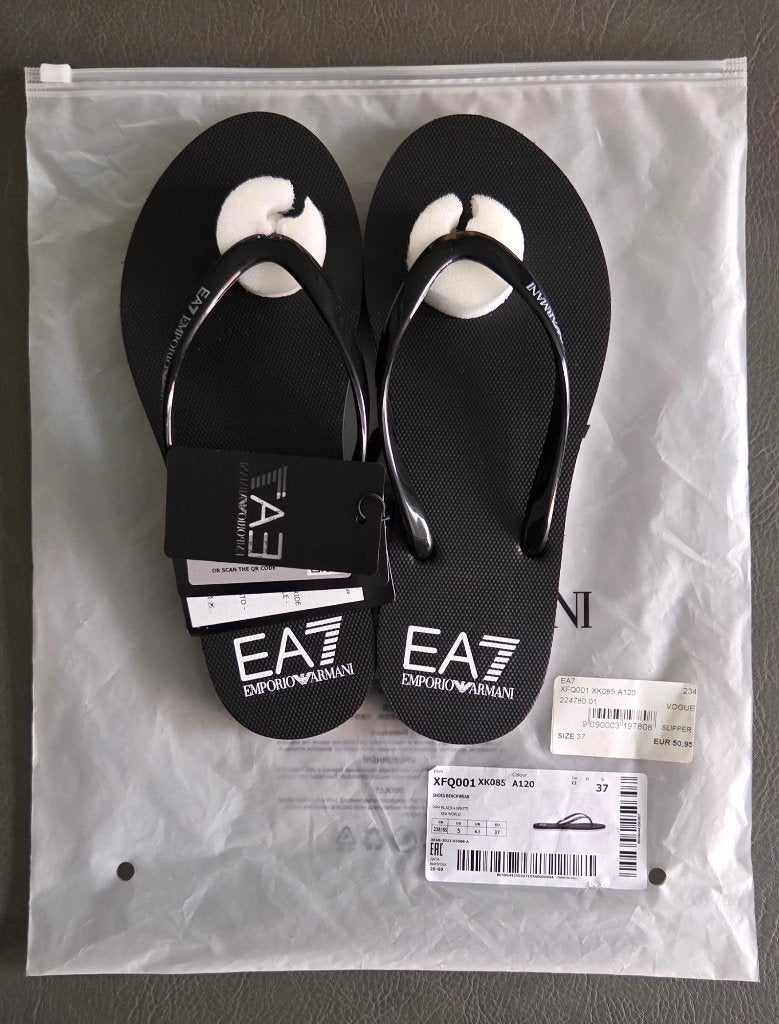 EA7 teenslippers (Origineel) M37, Kleding | Dames, Slippers, Zwart, Emporio armani, Nieuw